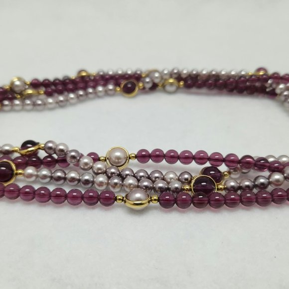 2 Purple Beaded Necklace #285 - Picture 4 of 12